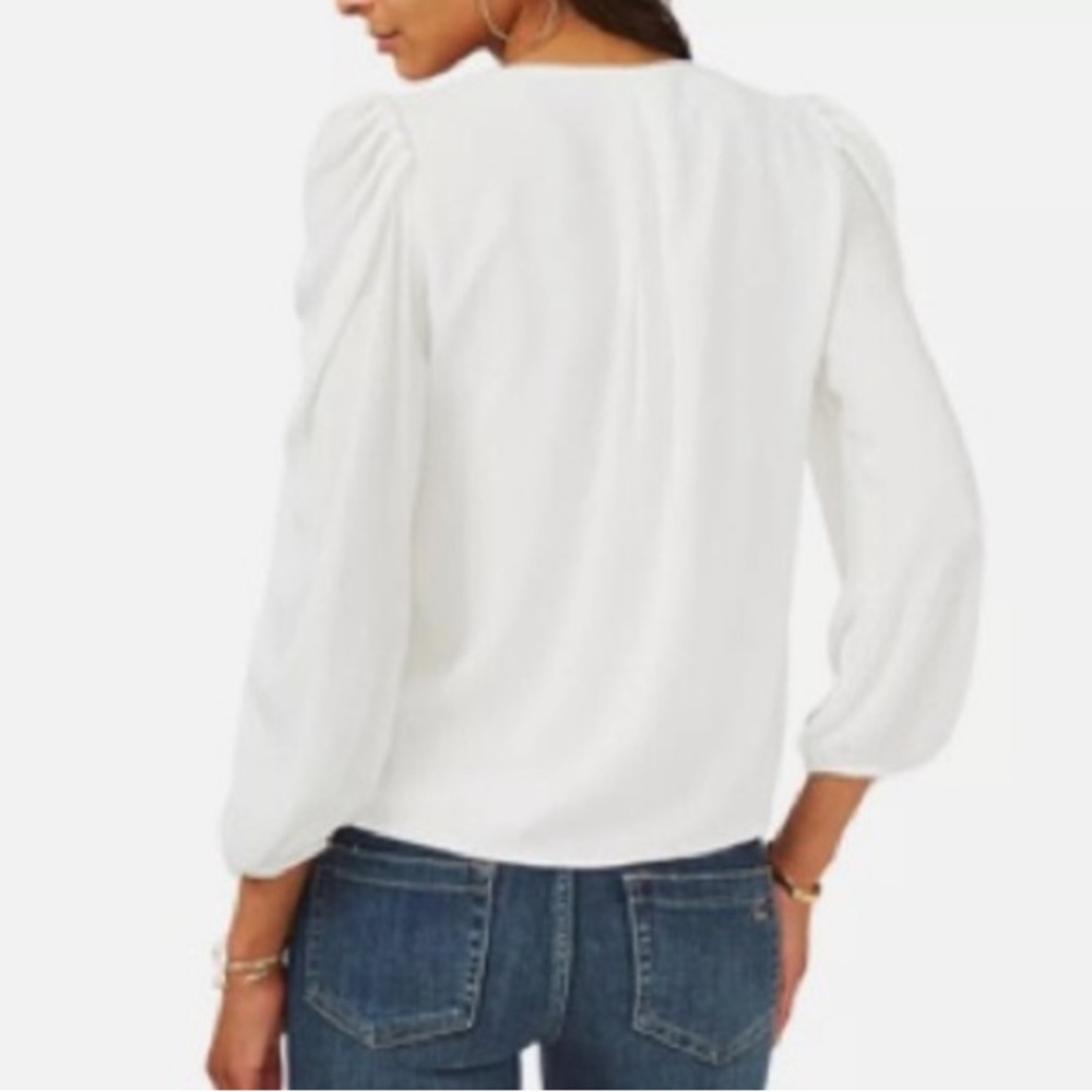 NWOT Sam And Jess ( J22-11 ) Surplice Puff - Sleeves Top Color Ivory Size P - Picture 4 of 6